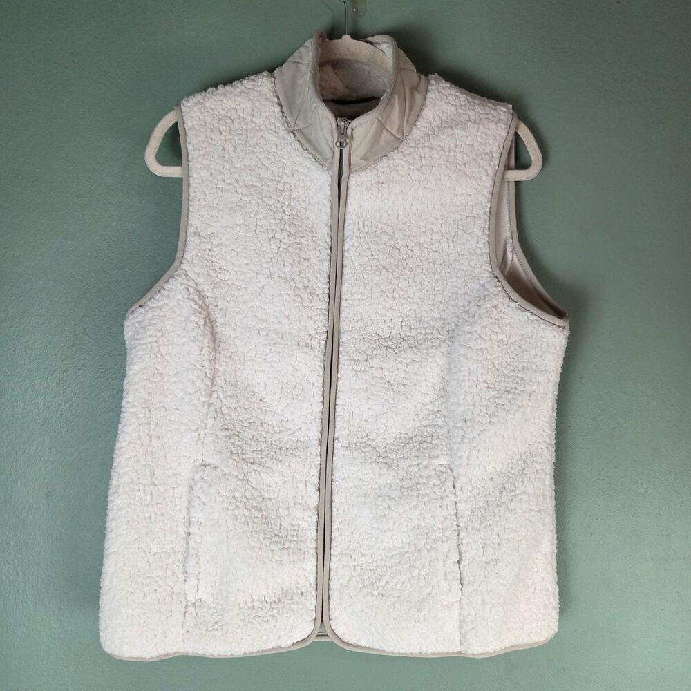 Royal Robbins Womens Large Urbanesque Vest Sherpa Fleece Pockets Cream Layering